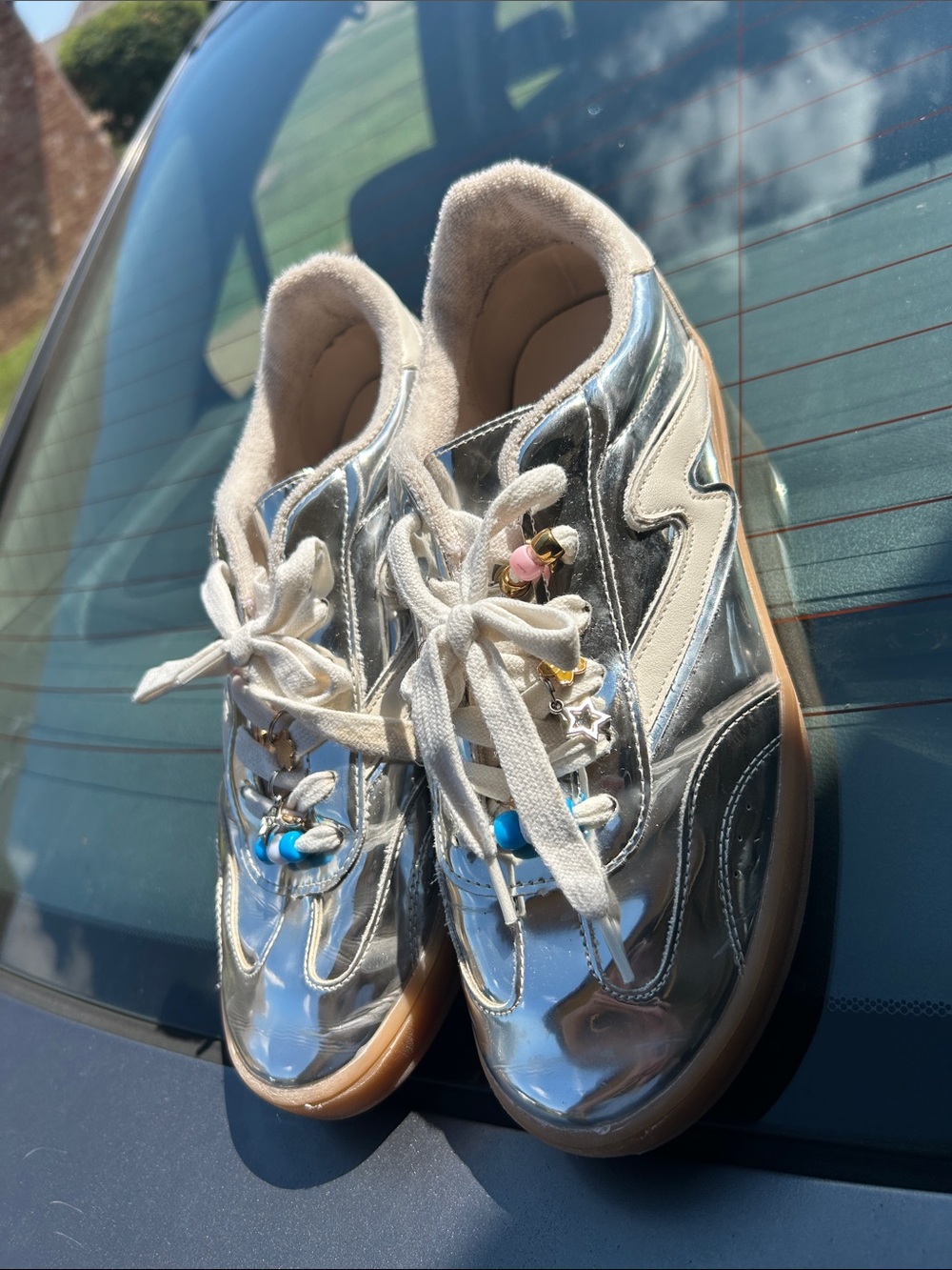 Madden Girl Metallic Silver Lace-Up Sneakers 8